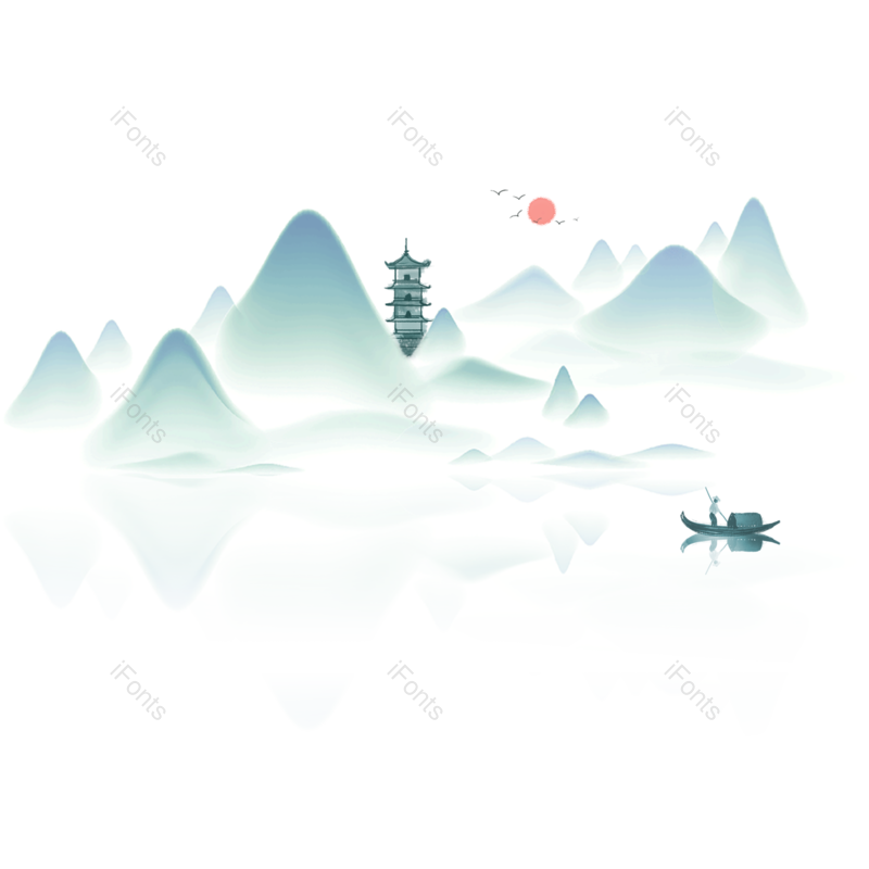 水墨图片,中国风元素,插画PNG,风景免抠素材